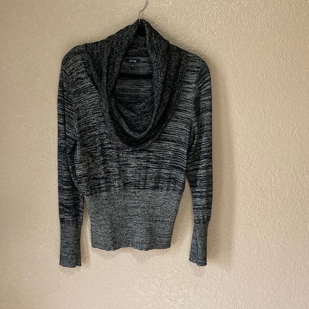 APT 9 Sparkly Cowlneck Black/Silver Sweater